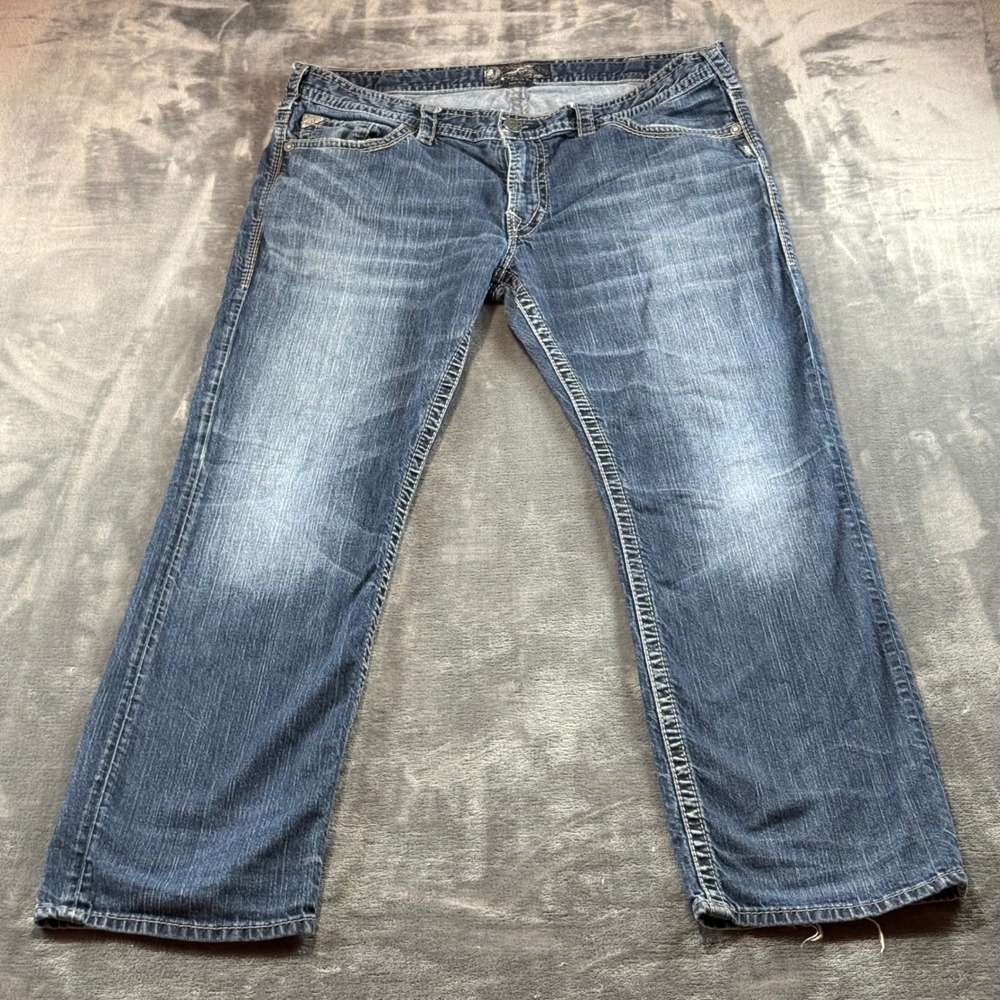 Silver Jeans Co Nash Mens 40x32 Straight Leg Denim Jeans M22434SMC409